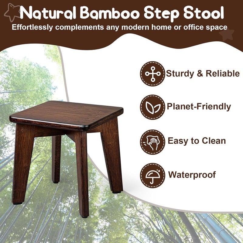 StrongTek Bamboo Small Step Stool, Durable and Stylish Wooden Step for Adults and Kids, Perfect for Kitchen, Bathroom, Bedroom, or Living Room, Non-Slip, Compact, Portable, Easy to Store (Chocolate) - Image 3
